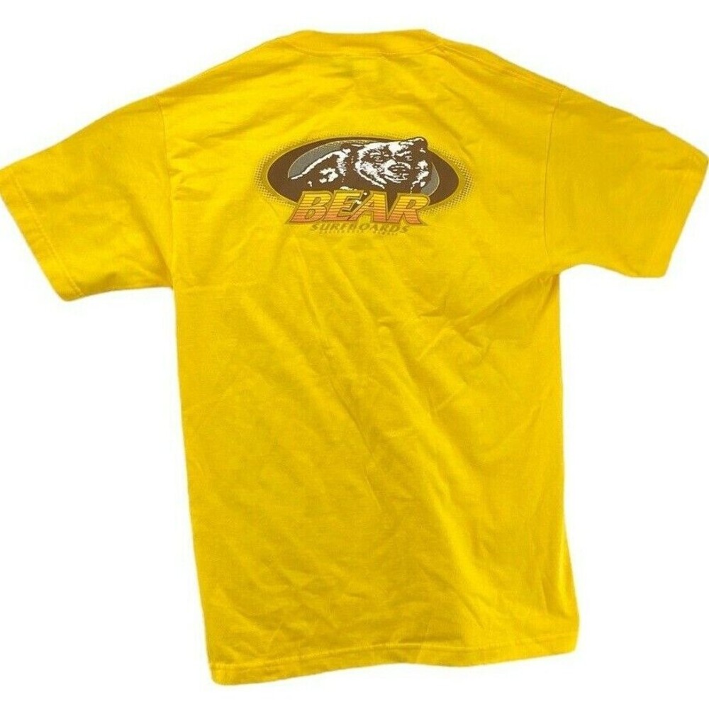 Bear Surfboards Shirt Mens Large Yellow 1990's Graphic Made in  USA Logo Vintage